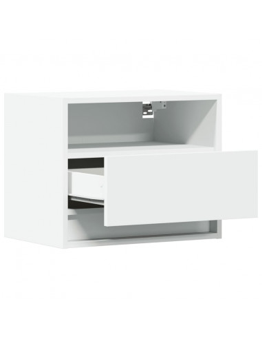 Comodini a Parete con Luci LED 2 pz Bianchi