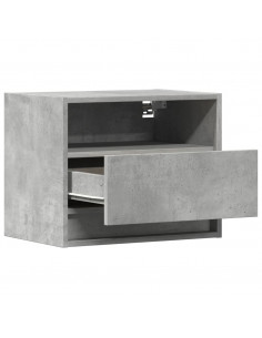 Comodini a Parete con Luci LED 2 pz Grigio Cemento 2