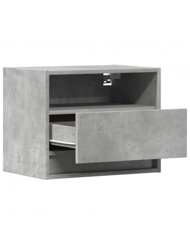 Comodini a Parete con Luci LED 2 pz Grigio Cemento