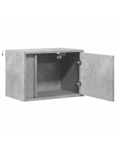 Comodini a Parete con Luci LED 2 pz Grigio Cemento 2