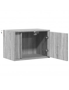 Comodini a Parete con luci LED 2 pz Grigio Sonoma 2