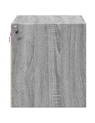 Comodini a Parete con luci LED 2 pz Grigio Sonoma