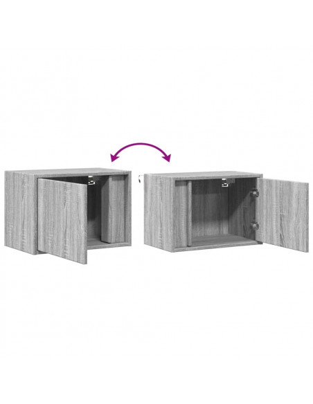 Comodini a Parete con luci LED 2 pz Grigio Sonoma