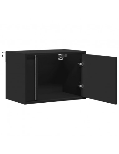 Comodini a Parete con Luci LED 2 pz Neri