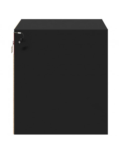 Comodini a Parete con Luci LED 2 pz Neri