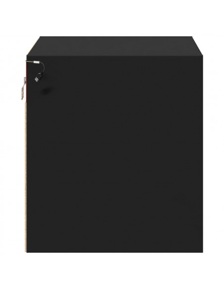 Comodini a Parete con Luci LED 2 pz Neri
