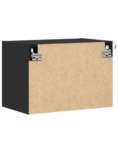 Comodini a Parete con Luci LED 2 pz Neri