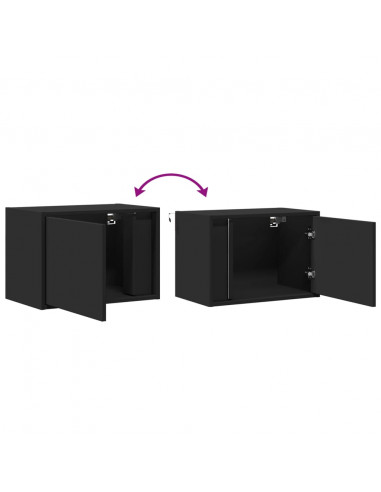 Comodini a Parete con Luci LED 2 pz Neri