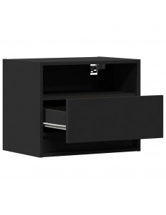 Comodini a Parete con Luci LED 2 pz Neri 2