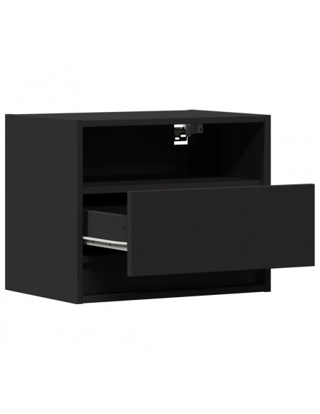 Comodini a Parete con Luci LED 2 pz Neri