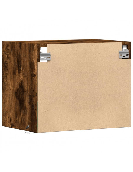 Comodini a Parete con luci LED 2 pz Rovere Fumo
