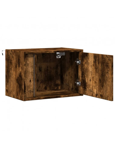 Comodini a Parete con luci LED 2 pz Rovere Fumo