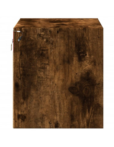 Comodini a Parete con luci LED 2 pz Rovere Fumo