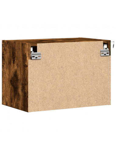 Comodini a Parete con luci LED 2 pz Rovere Fumo