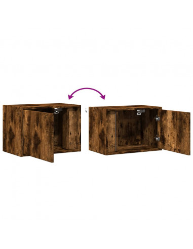 Comodini a Parete con luci LED 2 pz Rovere Fumo