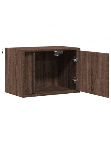 Comodini a Parete con luci LED 2 pz Rovere Marrone