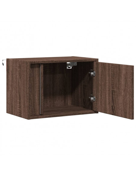 Comodini a Parete con luci LED 2 pz Rovere Marrone