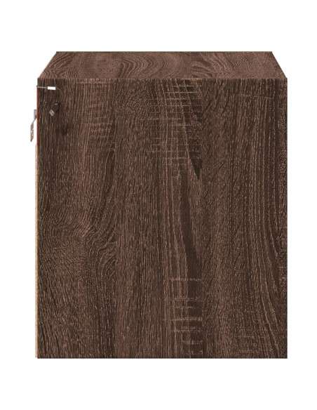 Comodini a Parete con luci LED 2 pz Rovere Marrone