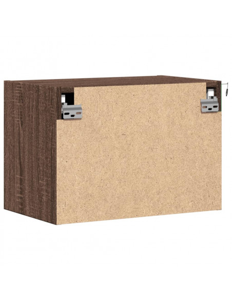 Comodini a Parete con luci LED 2 pz Rovere Marrone