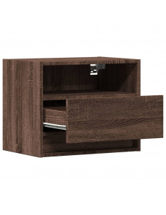 Comodini a Parete con luci LED 2 pz Rovere Marrone 2