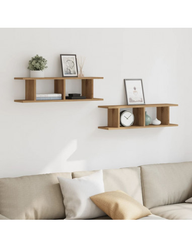 Mensole da Parete 2pz Artigianale 75x18x20 cm in Truciolato