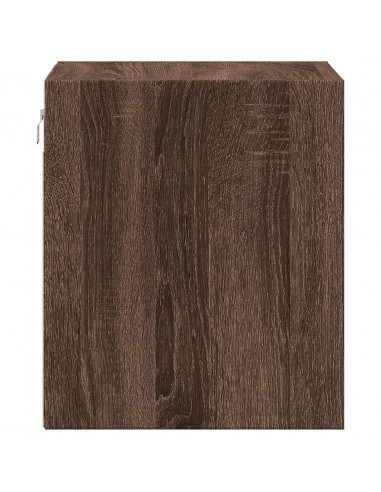 Comodini a Parete con luci LED 2 pz Rovere Marrone