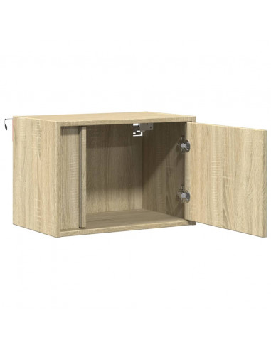 Comodini a Parete con luci LED 2 pz Rovere Sonoma