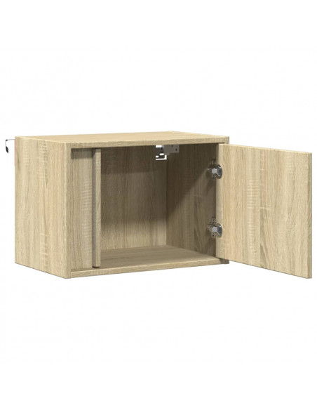 Comodini a Parete con luci LED 2 pz Rovere Sonoma