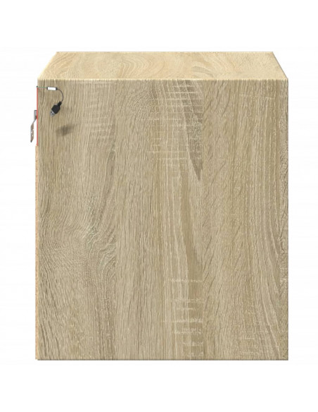 Comodini a Parete con luci LED 2 pz Rovere Sonoma