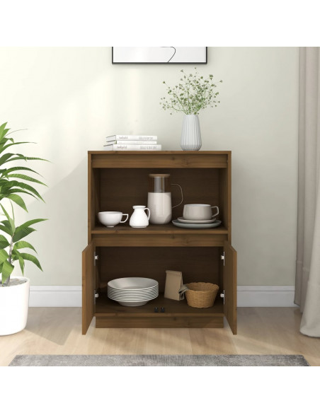 Credenza Marrone Miele 60x34x75 cm in Legno Massello di Pino