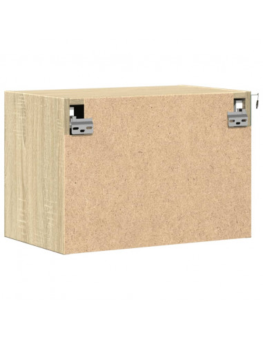 Comodini a Parete con luci LED 2 pz Rovere Sonoma