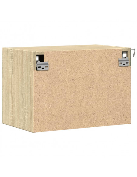 Comodini a Parete con luci LED 2 pz Rovere Sonoma