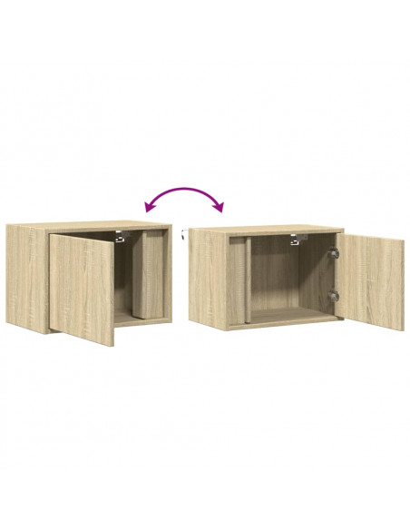Comodini a Parete con luci LED 2 pz Rovere Sonoma