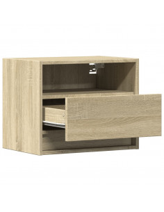 Comodini a Parete con luci LED 2 pz Rovere Sonoma 2
