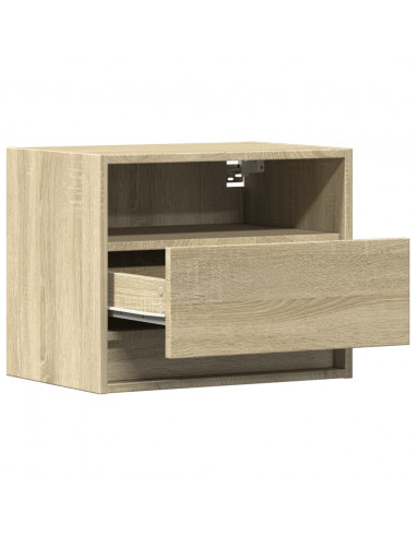 Comodini a Parete con luci LED 2 pz Rovere Sonoma