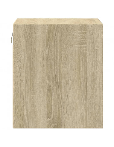 Comodini a Parete con luci LED 2 pz Rovere Sonoma