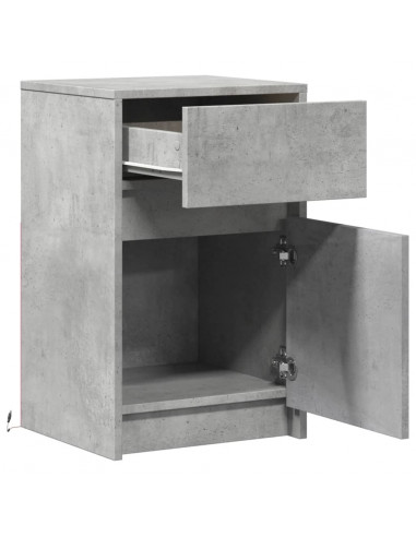 Comodini con Luci LED 2pz Grigio Cemento in Legno Multistrato