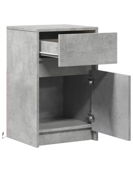 Comodini con Luci LED 2pz Grigio Cemento in Legno Multistrato