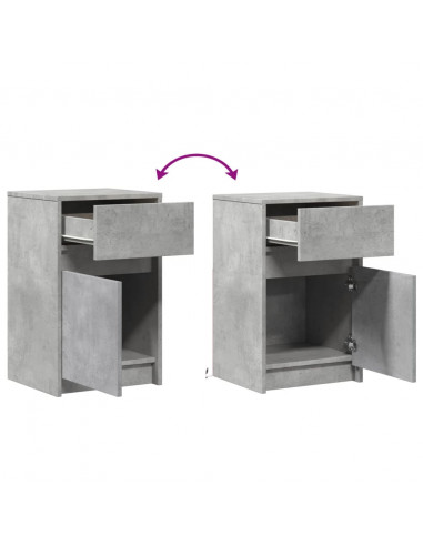 Comodini con Luci LED 2pz Grigio Cemento in Legno Multistrato