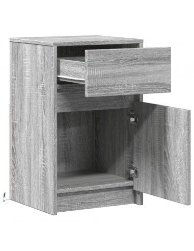 Comodini con Luci LED 2pz Grigio Sonoma in Legno Multistrato