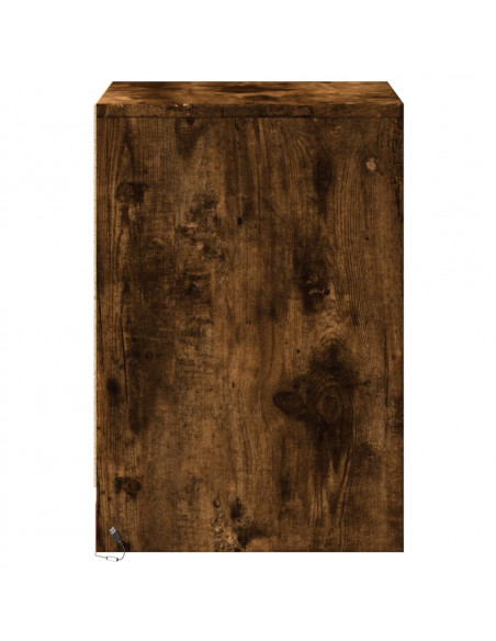 Comodini con Luci LED 2pz Rovere Fumo in Legno Multistrato