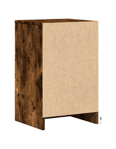 Comodini con Luci LED 2pz Rovere Fumo in Legno Multistrato