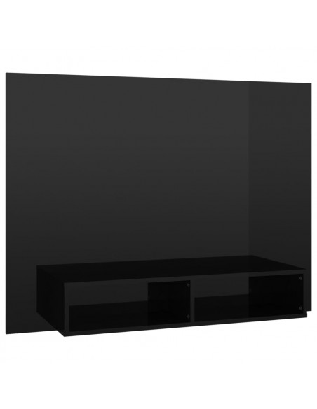 Mobile TV a Muro Nero Lucido 120x23,5x90 cm Legno Multistrato