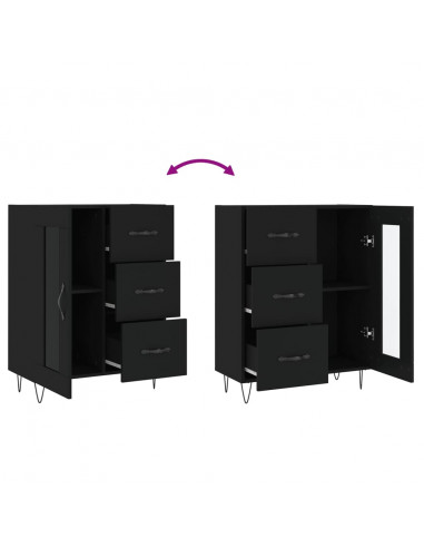 Credenza Nera 69,5x34x90 cm in Legno Multistrato