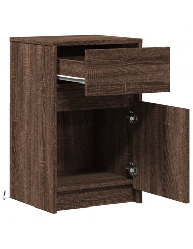 Comodini con Luci LED 2pz Rovere Marrone in Legno Multistrato