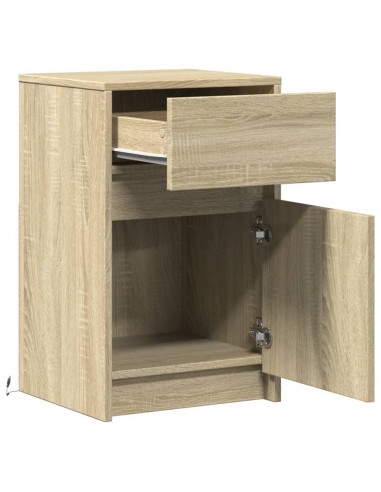 Comodini con Luci LED 2pz Rovere Sonoma in Legno Multistrato