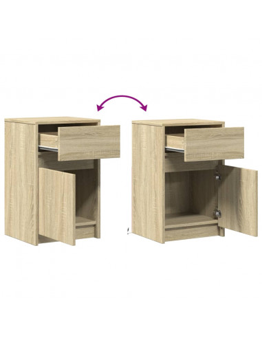 Comodini con Luci LED 2pz Rovere Sonoma in Legno Multistrato