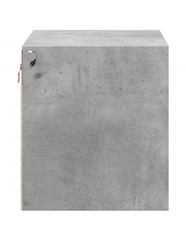 Comodino a Parete con Luci LED Grigio Cemento