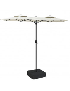 Ombrellone a Doppia Testa con LED Bianco Sabbia 316x240 cm 2