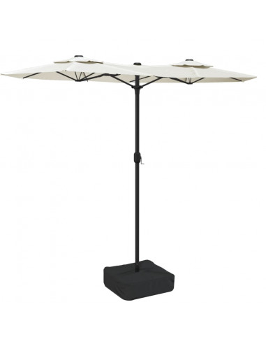 Ombrellone a Doppia Testa con LED Bianco Sabbia 316x240 cm